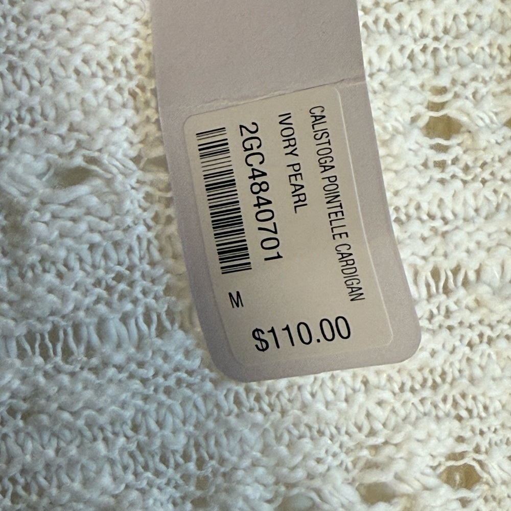 Soft Surroundings Calistoga Pointelle Cardigan Ivory Pearl M - Picture 8 of 9